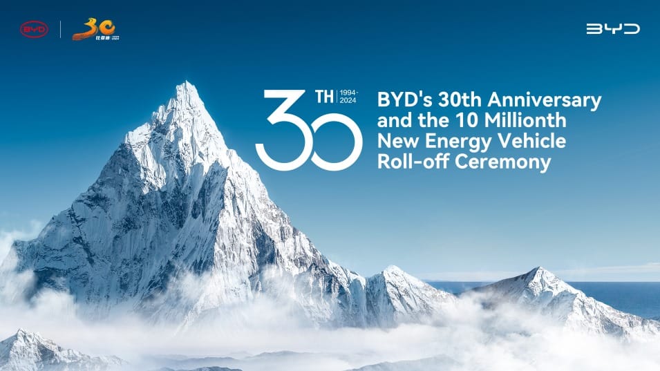You are currently viewing BYD marks 30th anniversary with Roll-off of 10 millionth NEV