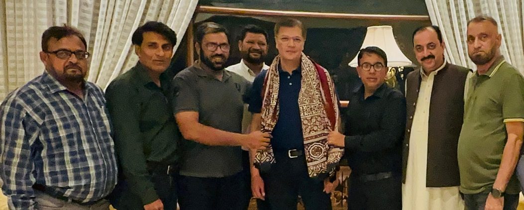 You are currently viewing CEEJ presented a traditional “Ajrak” gift to UBG Patron-in-Chief Mr. S. M. Tanveer